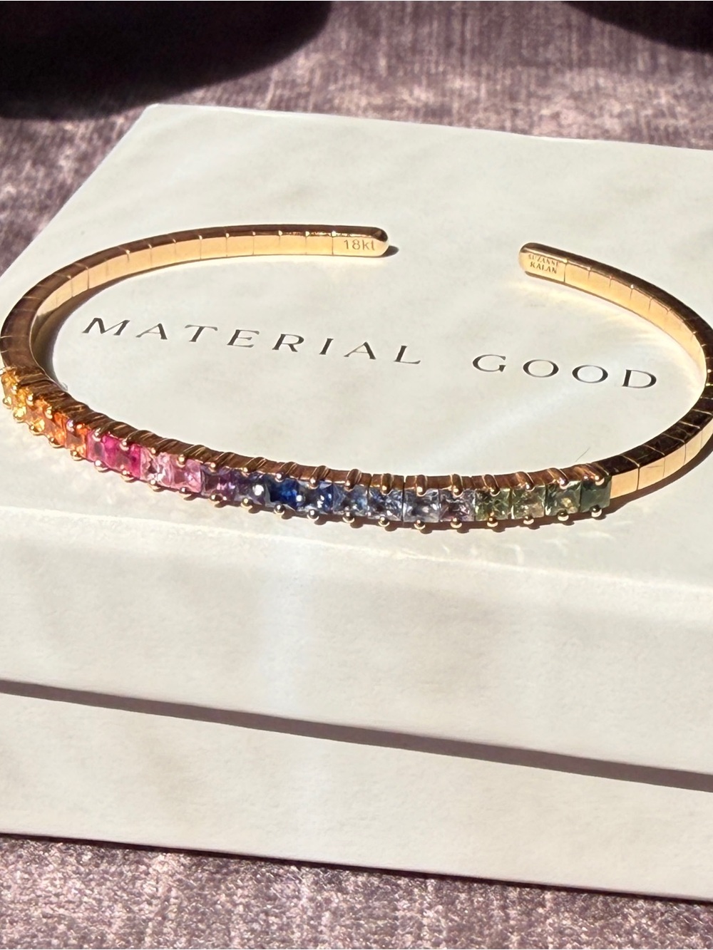 Suzanne Kalan 18kt Yellow Gold Rainbow Sapphire Cuff Bracelet